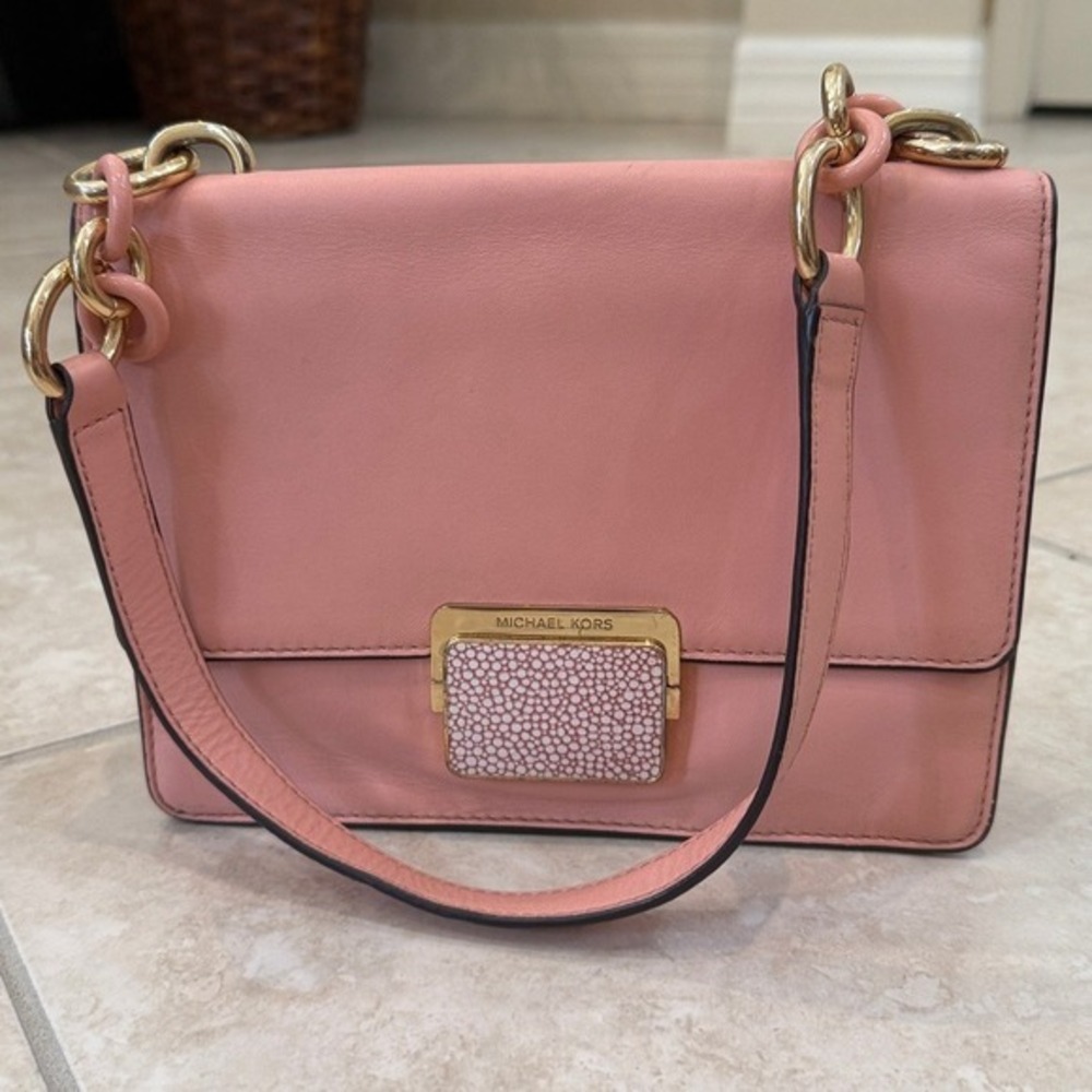 MK‎ Michael Kors small Cynthia pale pink flap handbag purse